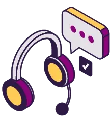 headset and message bubble with checkmark